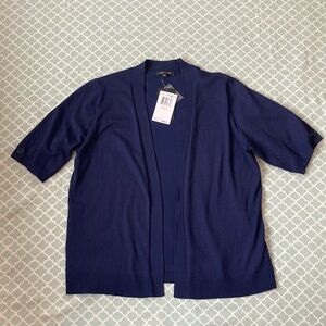 Jean Pierre Navy Short Sleeve Cardigan XL NWT